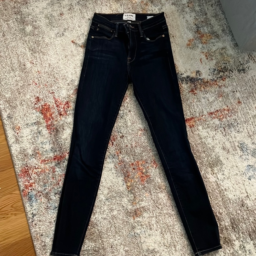 FRAME Le High Skinny Crop Dark Denim